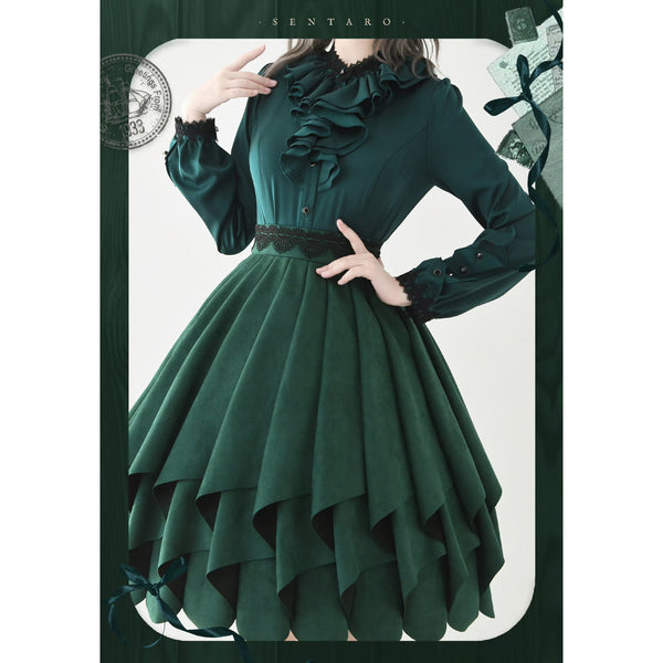 伯爵令嬢のケープとスカート - Dark Green