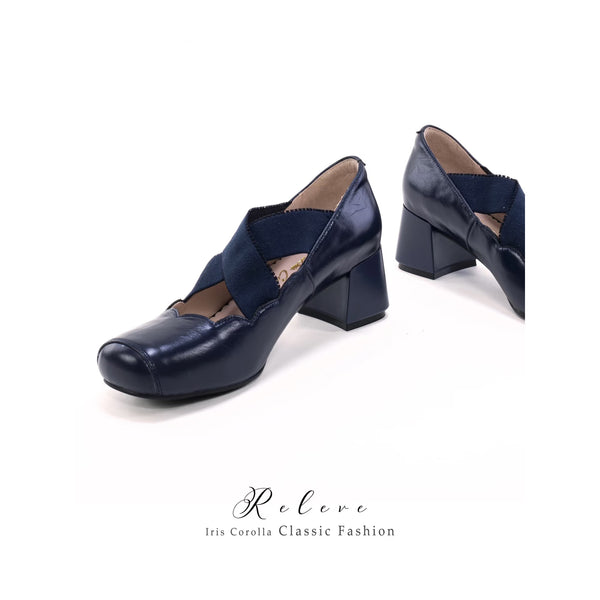 Releve Cross Strap Heel Pumps - Dark Navy[2026年2月上旬-3月上旬発送予定]