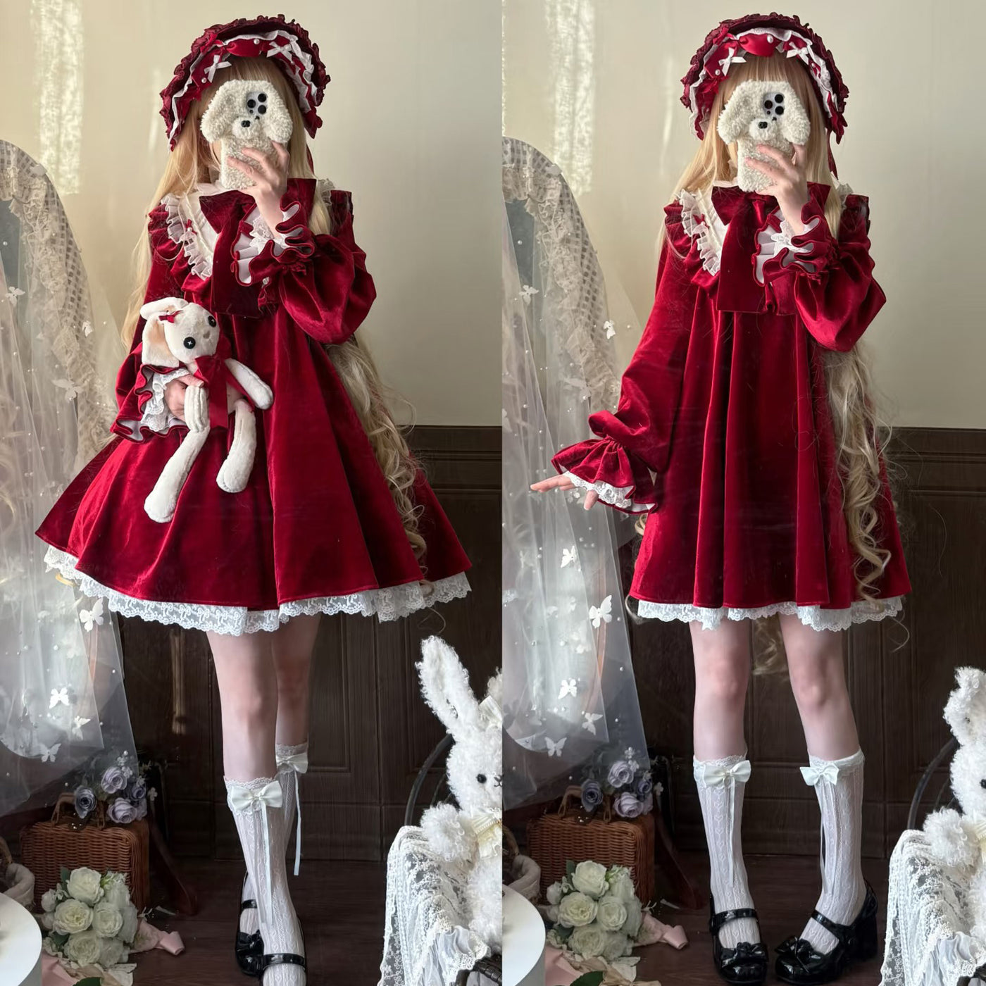 西洋人形のドールワンピース - Red[2026年3月中旬-4月中旬発送予定