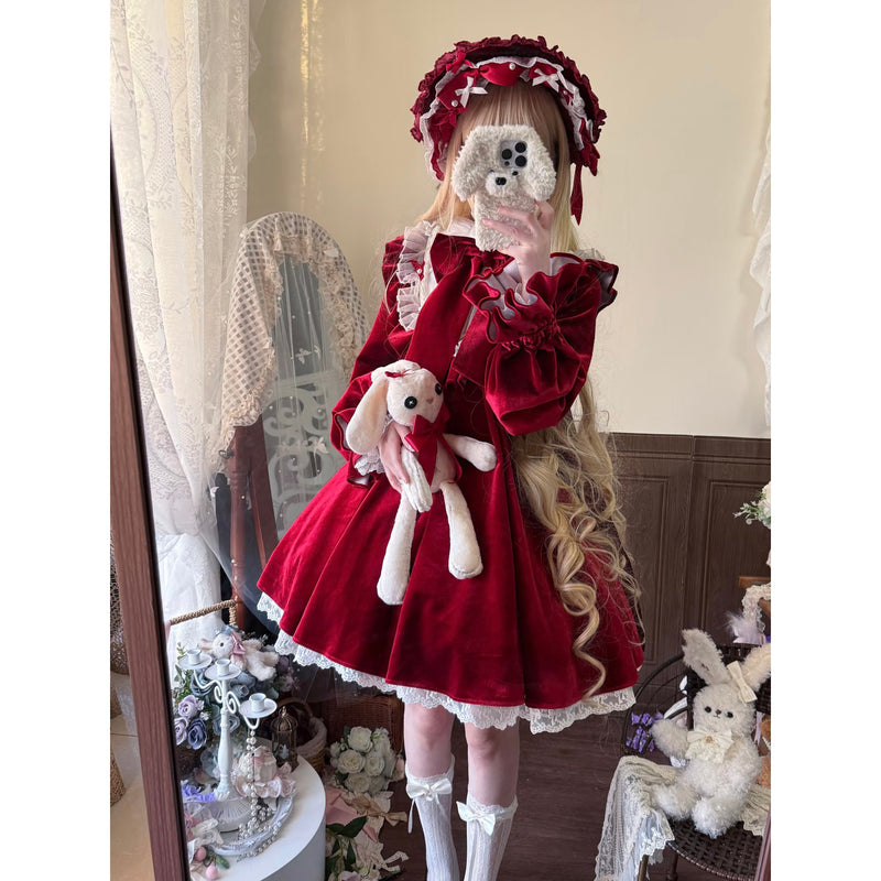 西洋人形のドールワンピース - Red[2026年3月中旬-4月中旬発送予定
