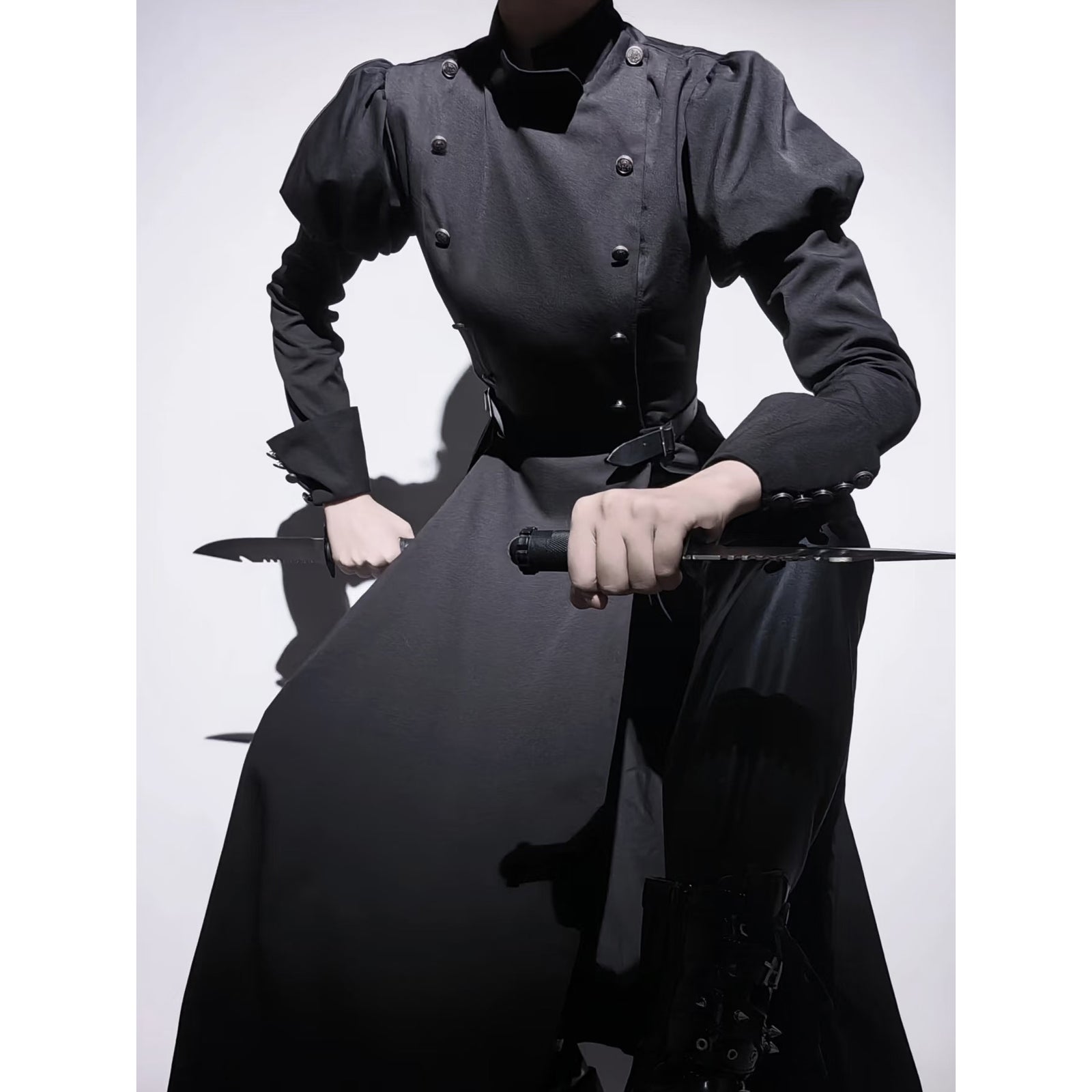 沈黙の修道女のゴシックワンピースとフードケープ - Black[2026年5月