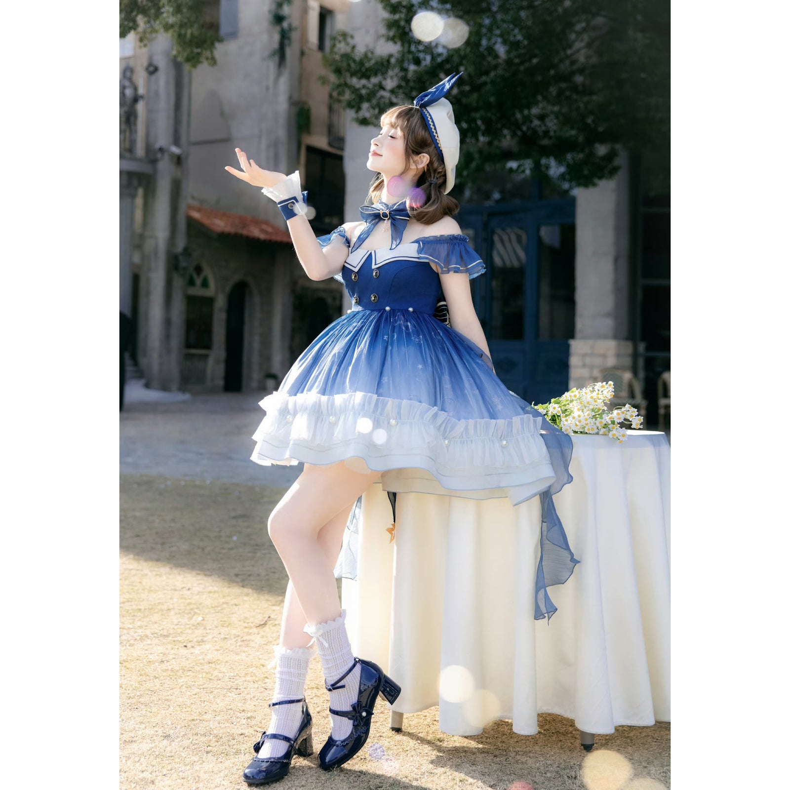 紺青の銀河の刺繍ジャンパースカート[2026年5月下旬-6月下旬発送予定