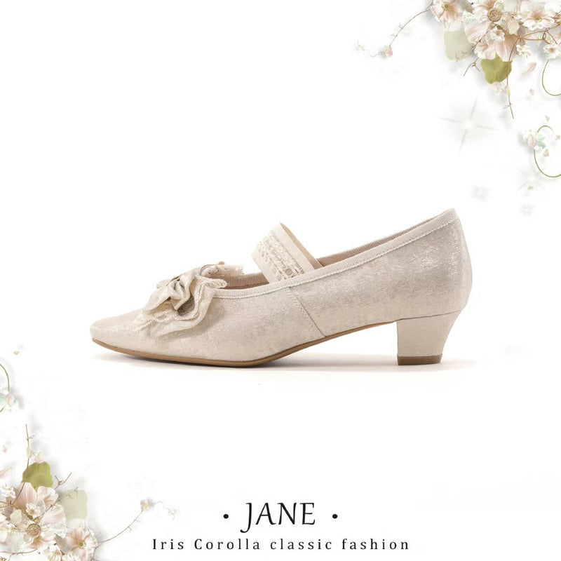 Satin Ribbon Low Heel Pumps - Light Gold[2025年7月上旬-8月上旬発送予定]