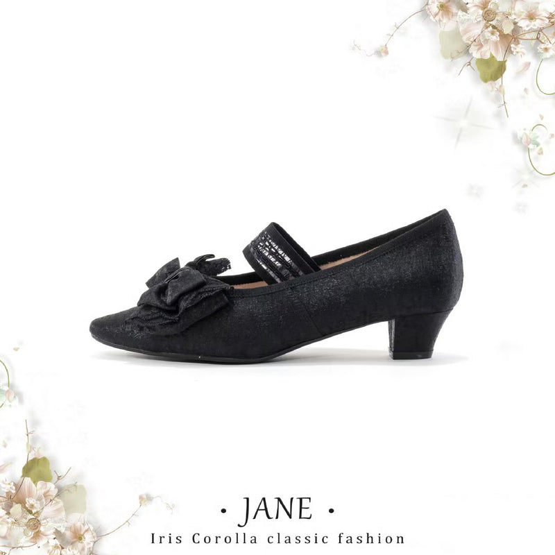 Satin Ribbon Low Heel Pumps - Silver Black[2025年7月上旬-8月上旬発送予定]