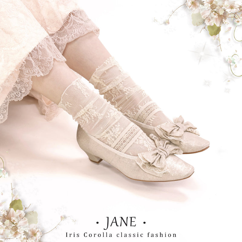 Satin Ribbon Low Heel Pumps - Light Gold[2025年7月上旬-8月上旬発送予定]