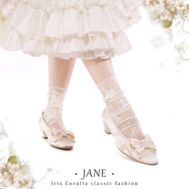 Satin Ribbon Low Heel Pumps - Ivory[2025年7月上旬-8月上旬発送予定]
