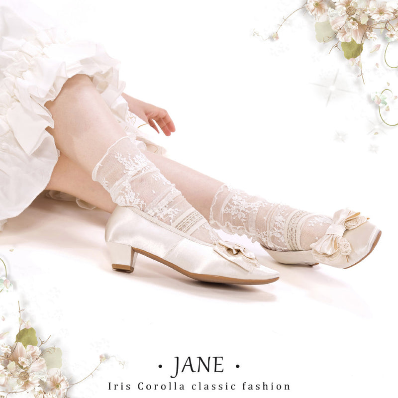 Satin Ribbon Low Heel Pumps - Ivory[2025年7月上旬-8月上旬発送予定]