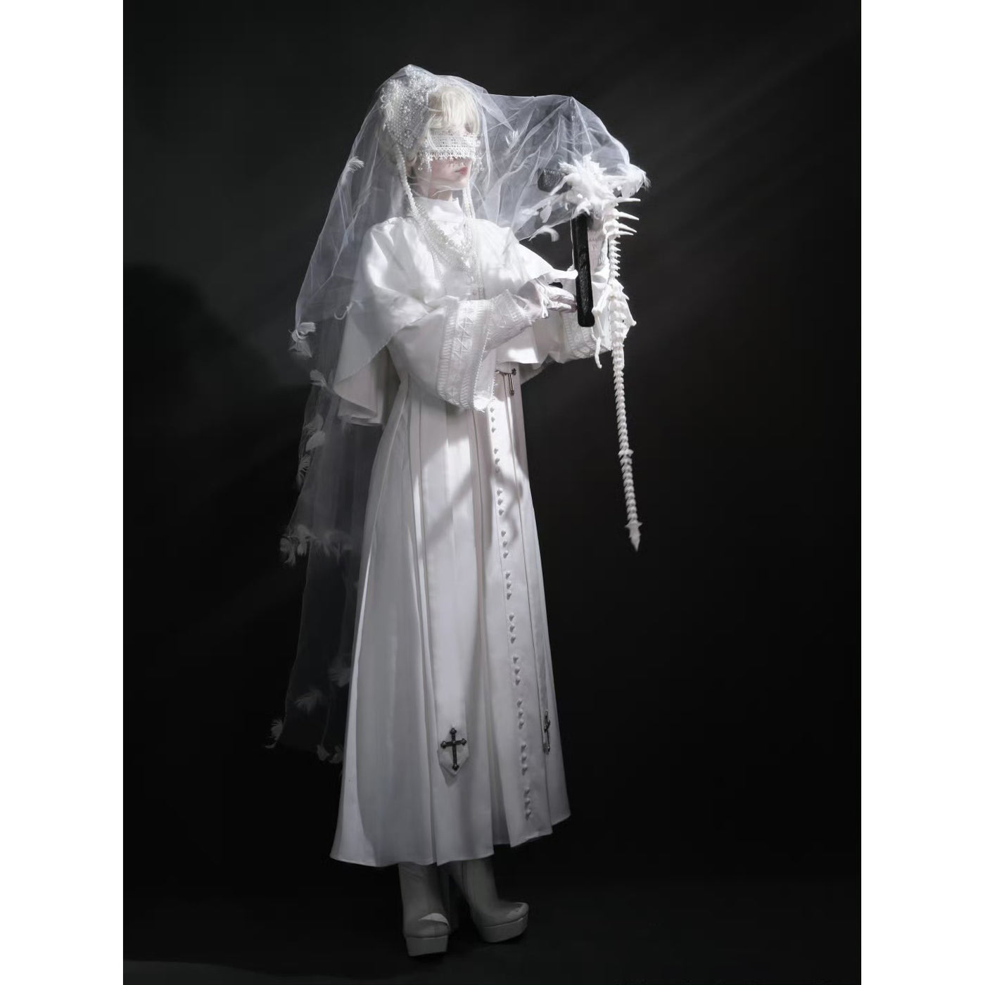 【ATELIER BOZ】ゴシック 十字架プリント 白黒 ワンピース【美品】 Alpstola