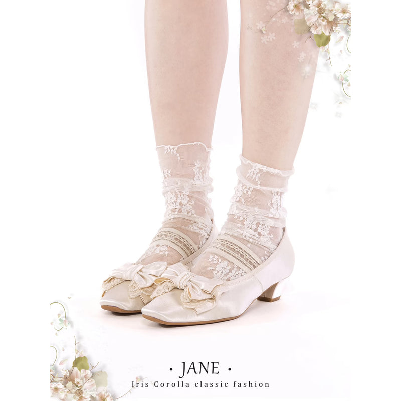 Satin Ribbon Low Heel Pumps - Ivory[2025年7月上旬-8月上旬発送予定]
