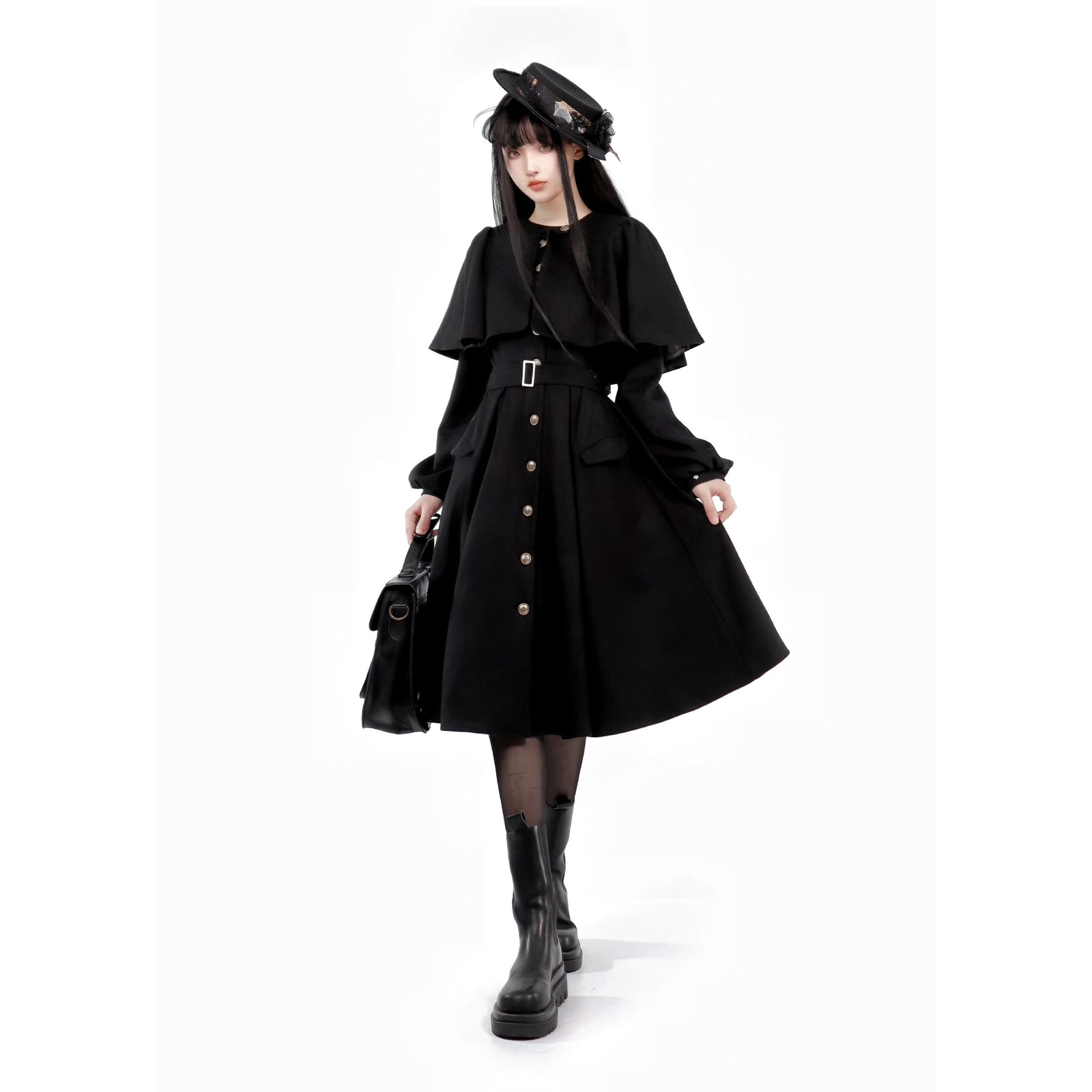 漆黒のお嬢様のクラシカルコートワンピースとケープ – ManusMachina