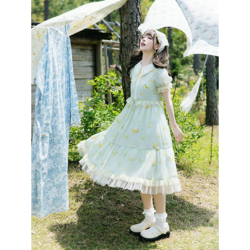 柑橘檸檬のレトロワンピース[2025年8月下旬-9月中旬発送予定]