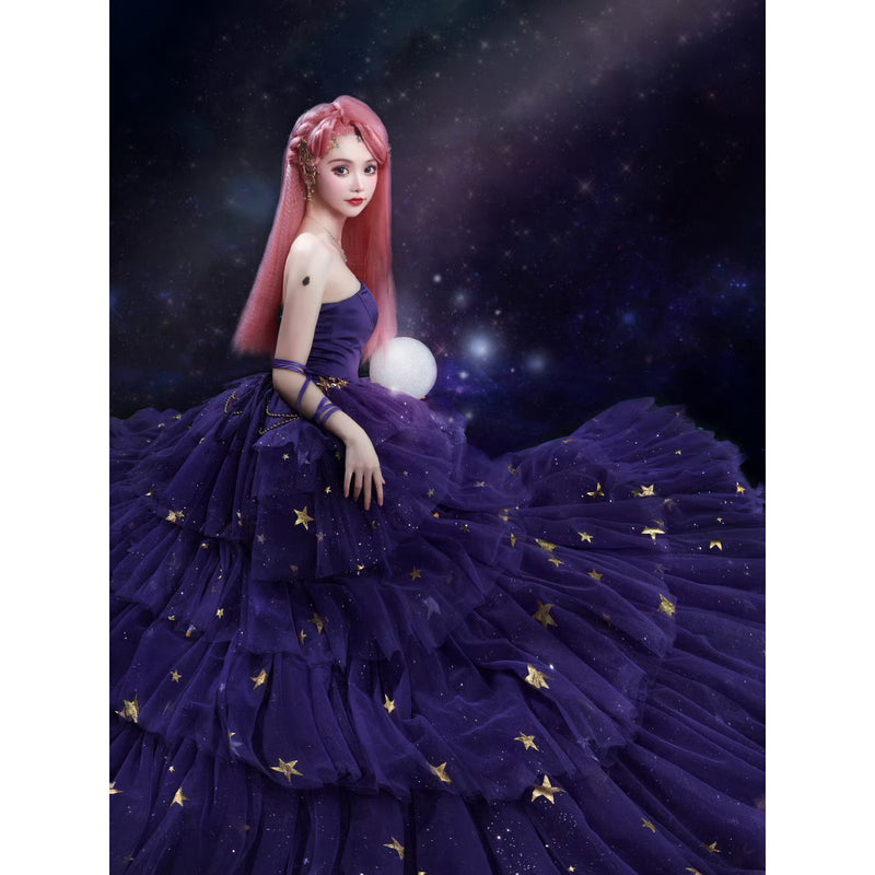 星降る夜に誘うトップスとチュールスカート - Dark Purple[2025年8月下旬-9月中旬発送予定]