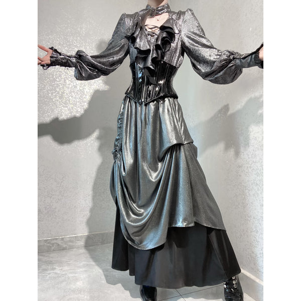 貴族令嬢のヴィクトリアンブラウス - Silver Gray[2025年9月上旬-9月下旬発送予定]