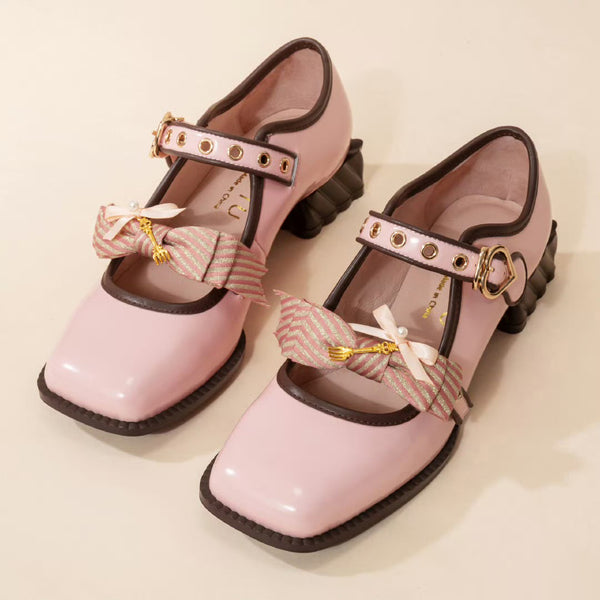 Chocolate Ribbon Mary Jane Pumps - Blossom Pink[2025年8月上旬-8月下旬発送予定]