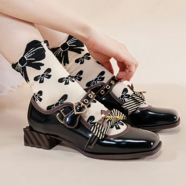 Chocolate Ribbon Mary Jane Pumps - Dark Brown[2025年8月上旬-8月下旬発送予定]