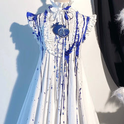 青藍の柘榴の刺繍アクセサリー[2025年10月下旬-11月中旬発送予定]