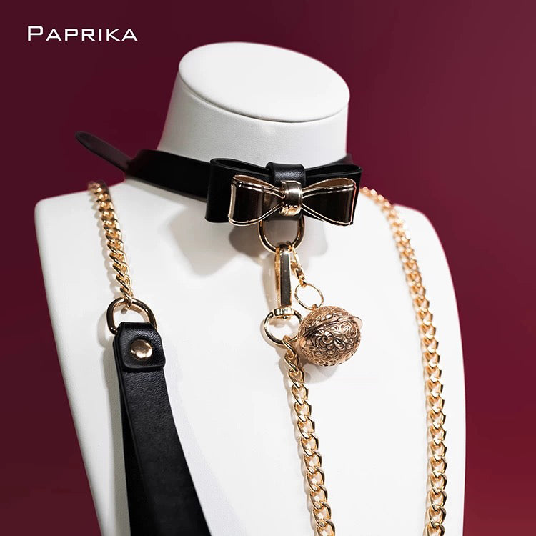 Choker with Ribbon and Lead - Black