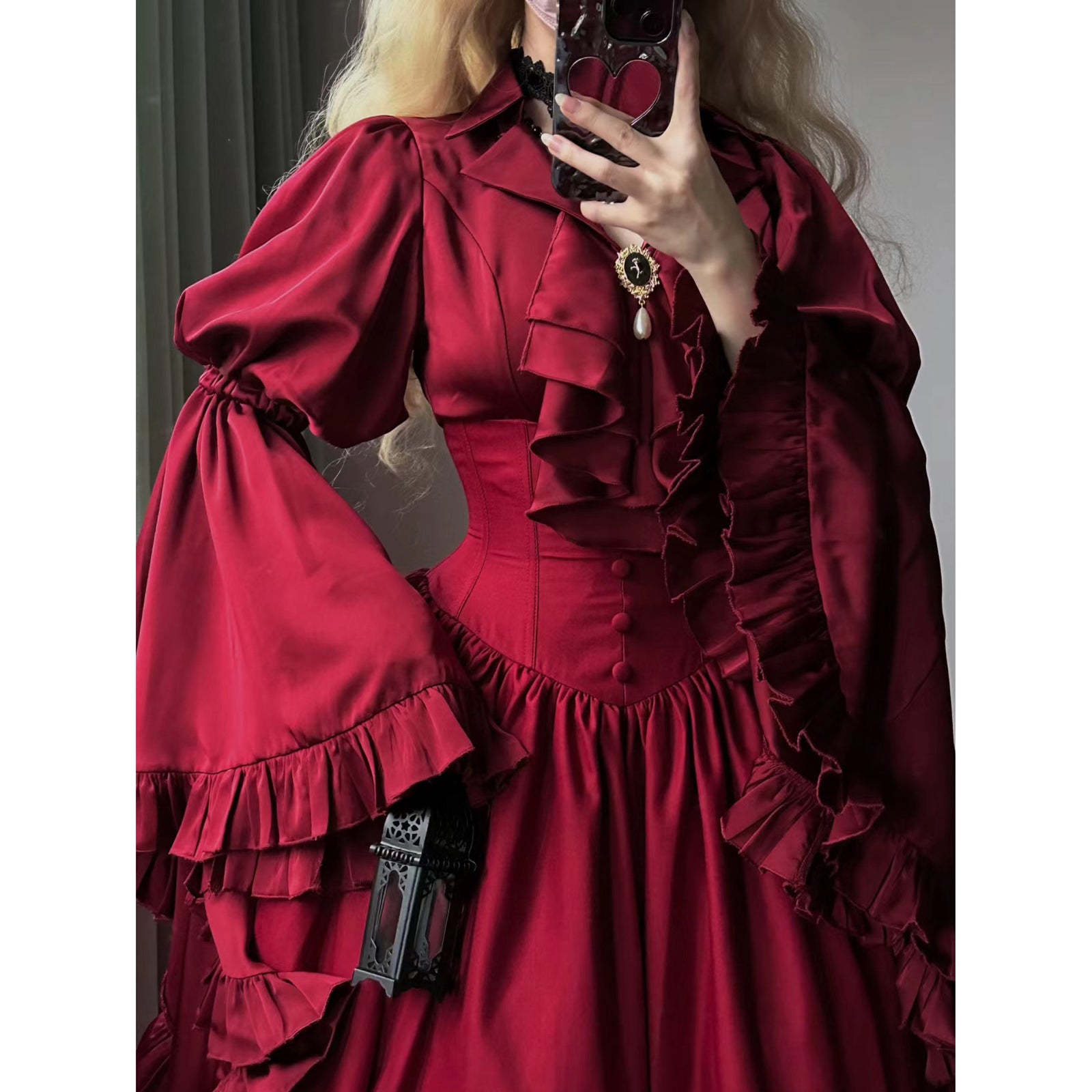 Majoh ダブルカラー プリンセススリーブブラウス