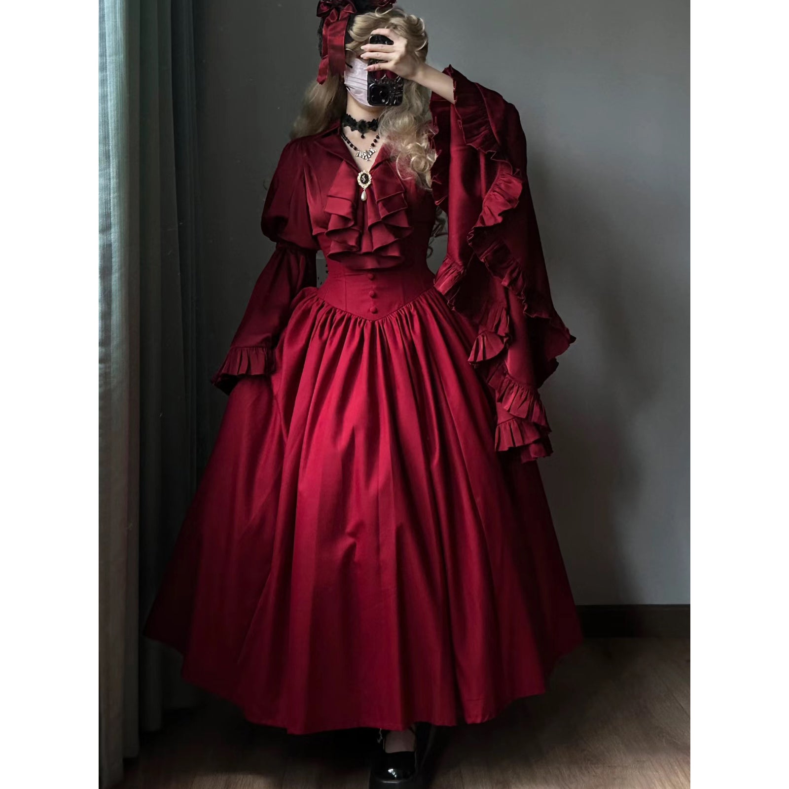 Majoh ダブルカラー プリンセススリーブブラウス MAJOH ダブルカラー プリンセススリーブ ブラウス