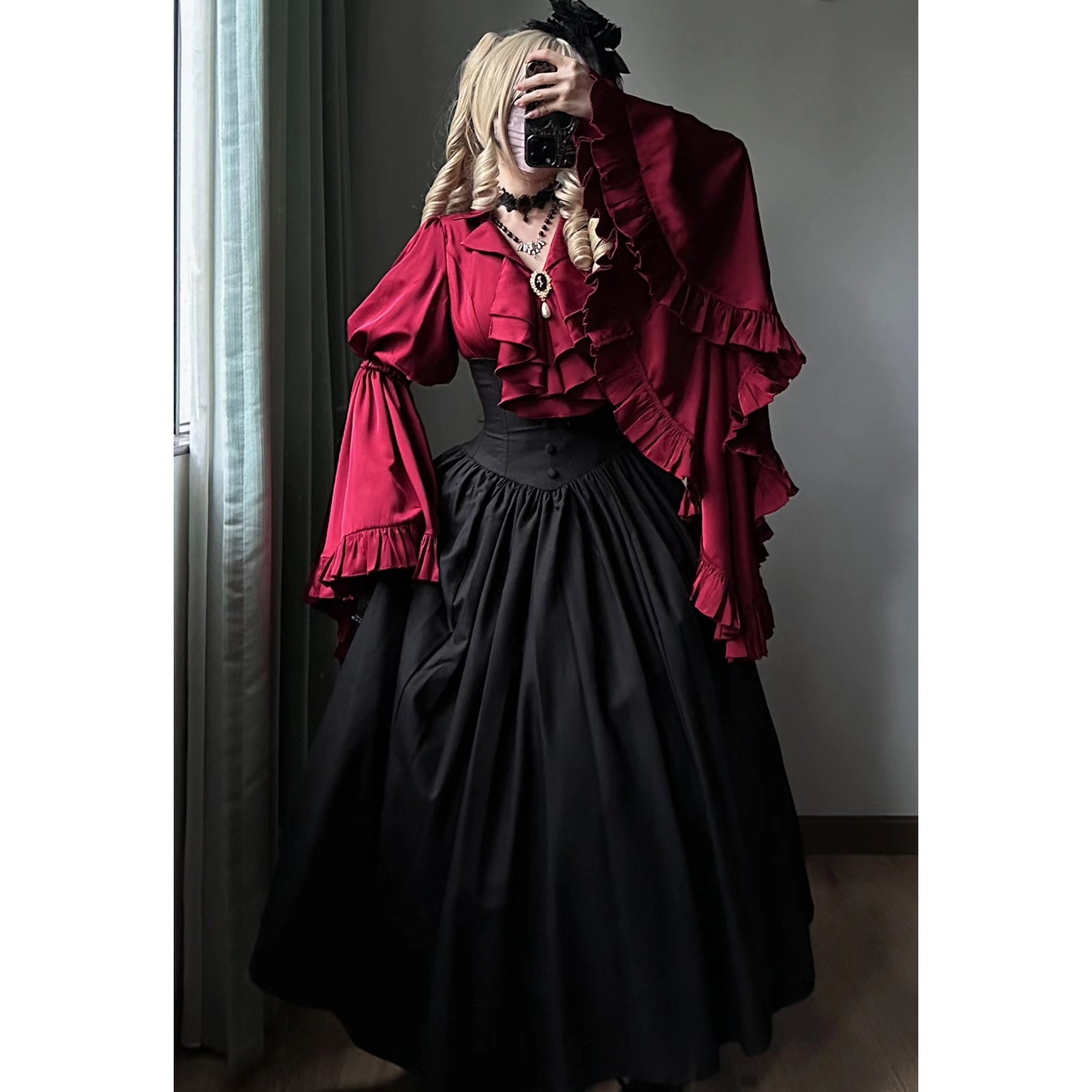 Majoh ダブルカラー プリンセススリーブブラウス MAJOH ダブルカラー プリンセススリーブ ブラウス