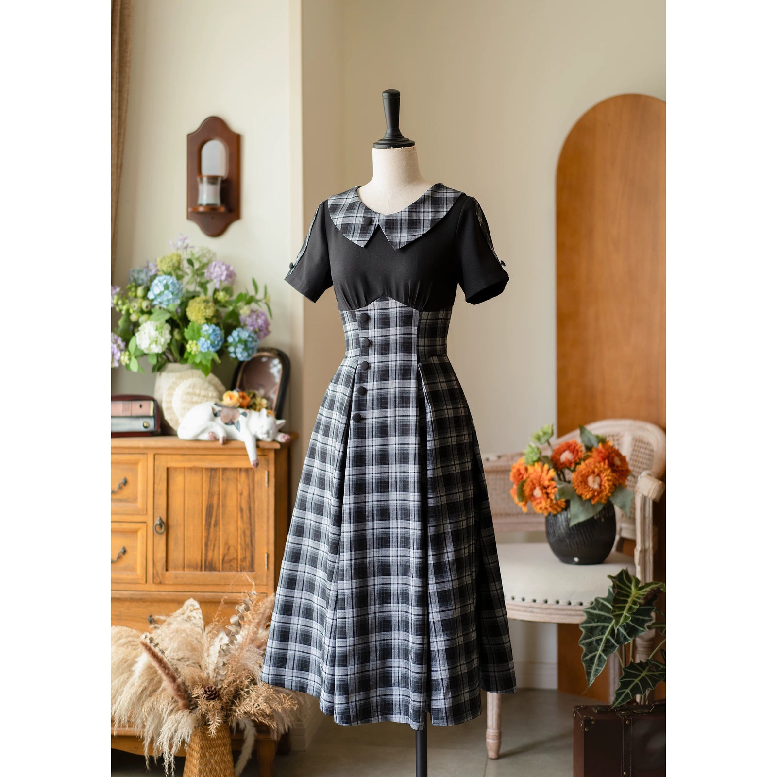 1950s 1960sヴィンテージチェック柄ワンピース 1950s 1960sヴィンテージチェック柄ワンピース