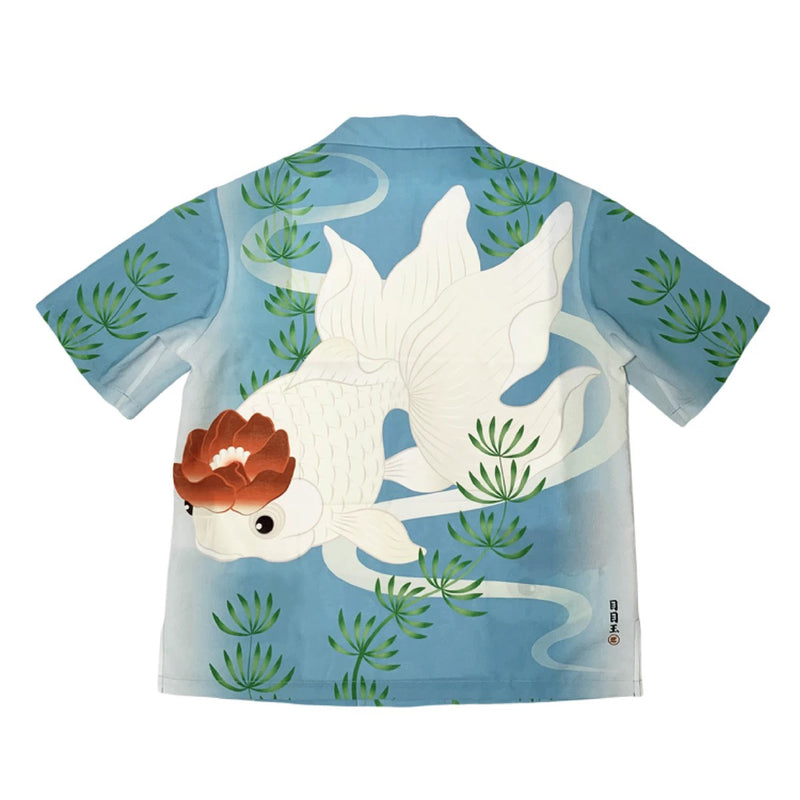 金魚椿と水草のシャツ