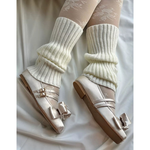 Square-toe Satin Ribbon Ballet Shoes - Champagne[2025年11月上旬-12月上旬発送予定]