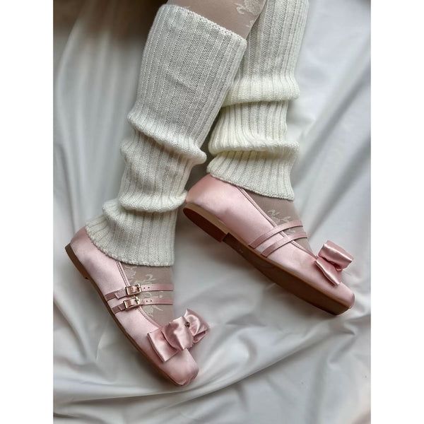 Square-toe Satin Ribbon Ballet Shoes - Blossom Pink[2025年11月上旬-12月上旬発送予定]