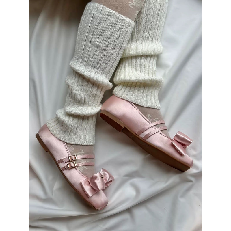 Square-toe Satin Ribbon Ballet Shoes - Blossom Pink[2025年11月上旬-12月上旬発送予定]