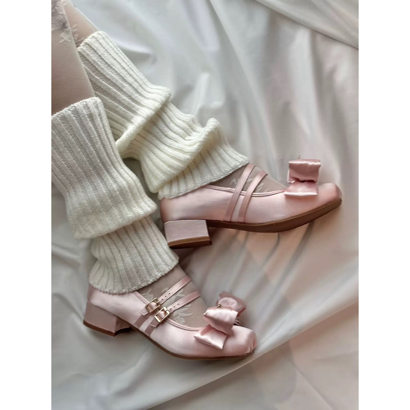 Square-toe Satin Ribbon Ballet Shoes - Blossom Pink[2025年11月上旬-12月上旬発送予定]