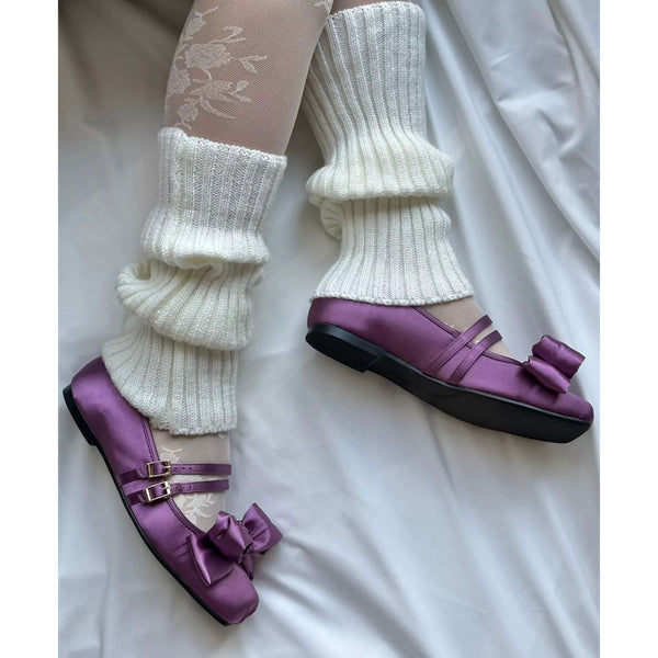Square-toe Satin Ribbon Ballet Shoes - Royal Purple[2025年11月上旬-12月上旬発送予定]