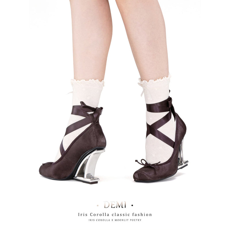 Demi Pointe High Heel Pumps (Double Ankle Strap) - Dark Purple / Silver Heel[2025年11月中旬-12月上旬発送予定]