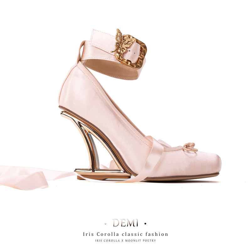 Demi Pointe High Heel Pumps (Double Ankle Strap) - Champagne Pink / Rose Gold Heel[2025年11月中旬-12月上旬発送予定]