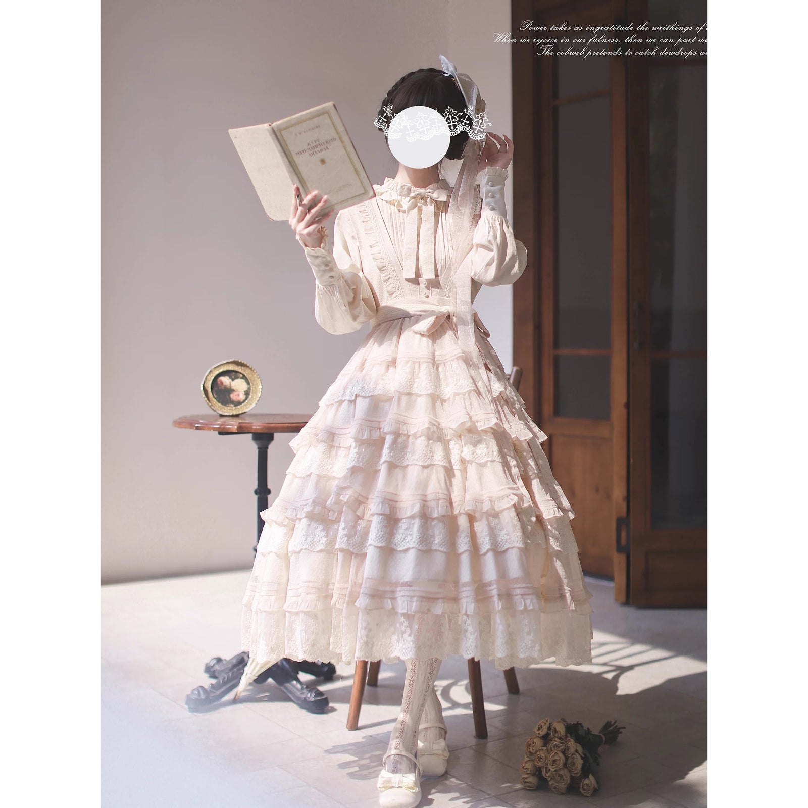 奏鳴曲を奏でる刺繍ジャンパースカートとフリルリボンブラウス 奏鳴曲