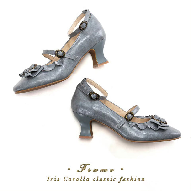 Court Ball Mary Jane Pumps - Matte Blue Gray[2026年1月上旬-1月下旬発送予定]