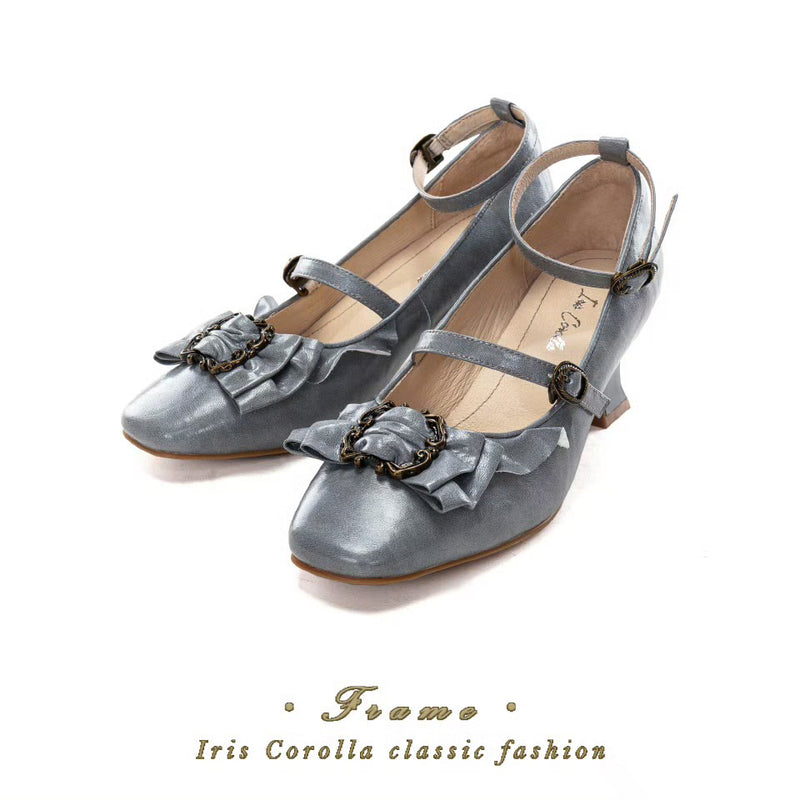 Court Ball Mary Jane Pumps - Matte Blue Gray[2026年1月上旬-1月下旬発送予定]