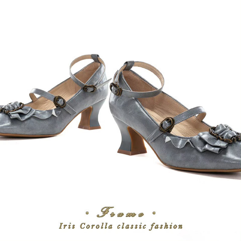 Court Ball Mary Jane Pumps - Matte Blue Gray[2026年1月上旬-1月下旬発送予定]