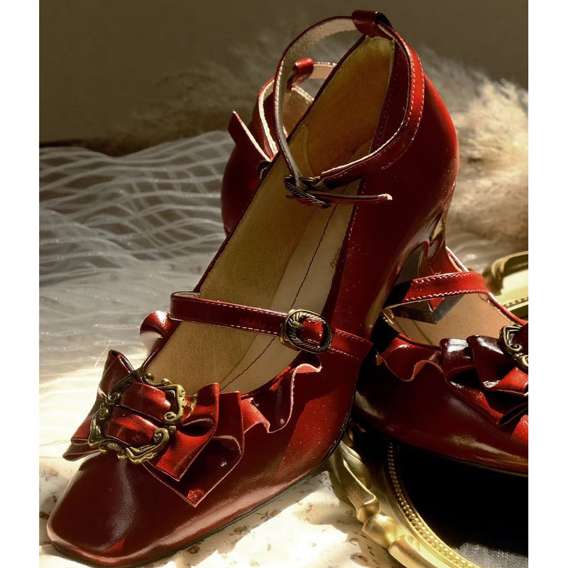 Court Ball Mary Jane Pumps - Glossy Deep Red[2026年1月上旬-1月下旬発送予定]