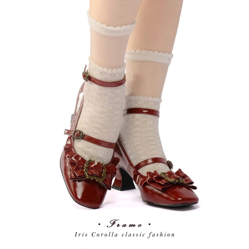 Court Ball Mary Jane Pumps - Glossy Deep Red[2026年1月上旬-1月下旬発送予定]