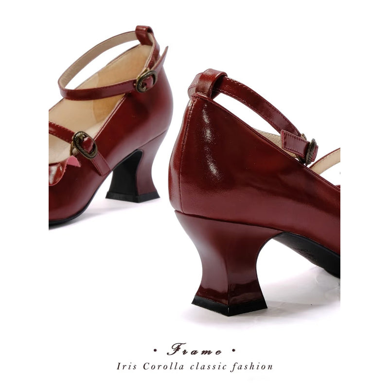 Court Ball Mary Jane Pumps - Glossy Deep Red[2026年1月上旬-1月下旬発送予定]