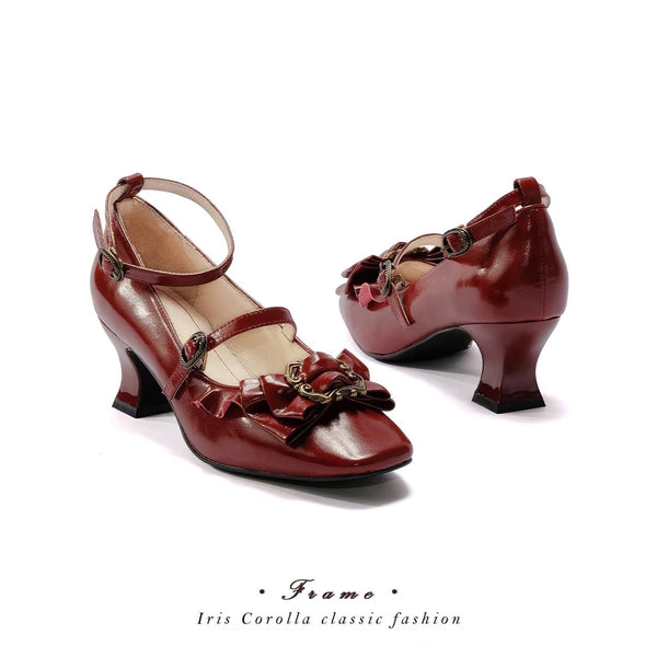 Court Ball Mary Jane Pumps - Glossy Deep Red[2026年1月上旬-1月下旬発送予定]