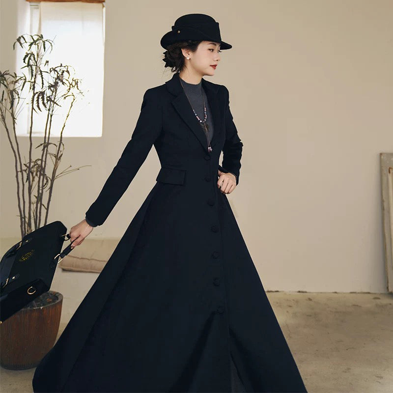 銀幕の貴婦人のクラシカルウールロングコート
