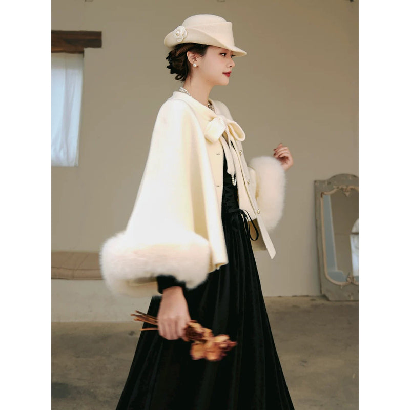 月明かりのお嬢様のウールケープコート