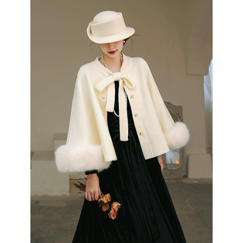 月明かりのお嬢様のウールケープコート