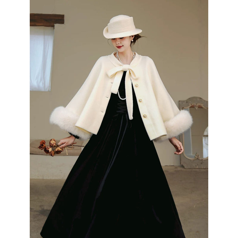 月明かりのお嬢様のウールケープコート