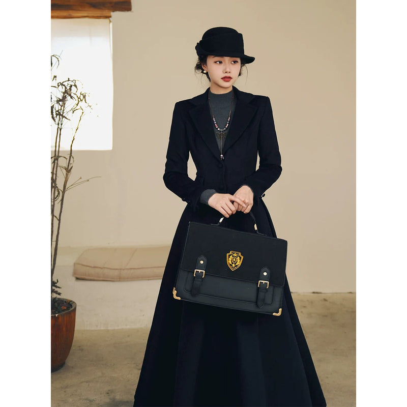 銀幕の貴婦人のクラシカルウールロングコート