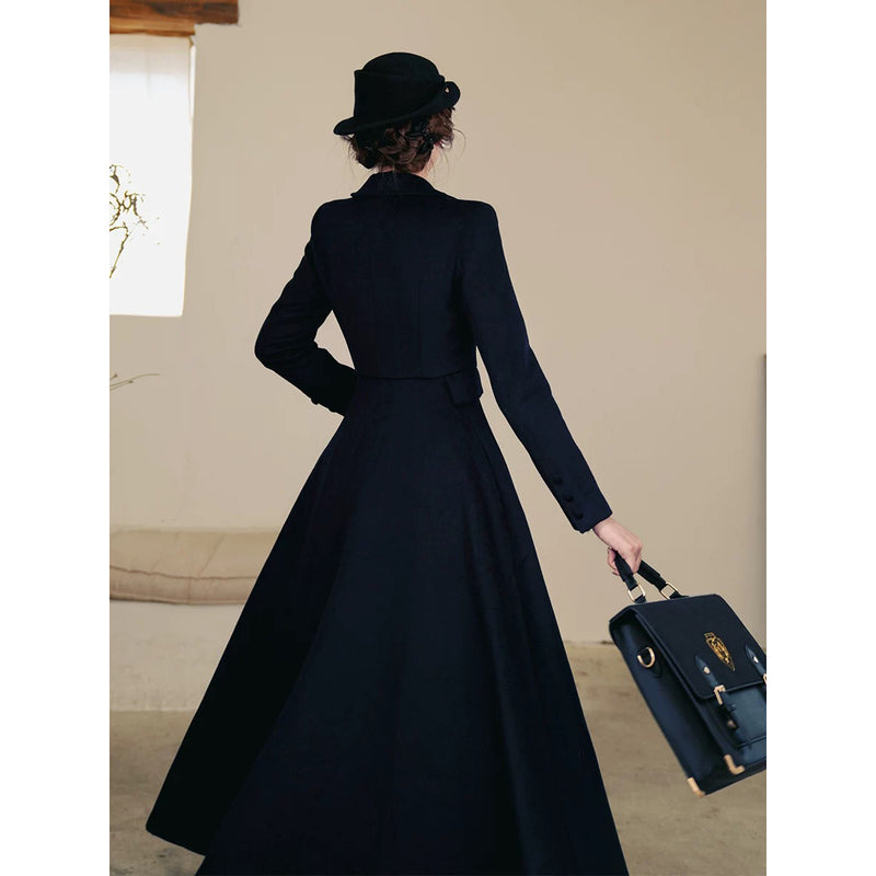 銀幕の貴婦人のクラシカルウールロングコート