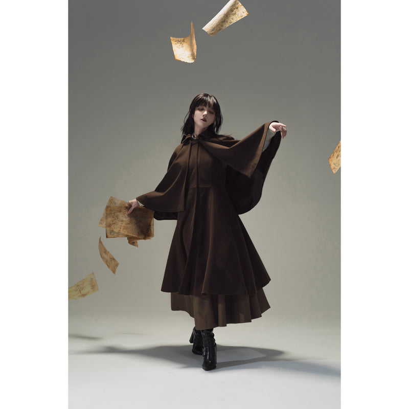 Wizarding World British Cape Long Coat - Brown[2025年12月中旬-2026年1月中旬発送予定]