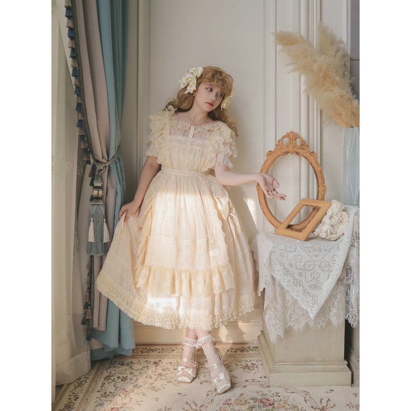 Square-toe Satin Ribbon Ballet Shoes - Champagne[2025年11月上旬-12月上旬発送予定]