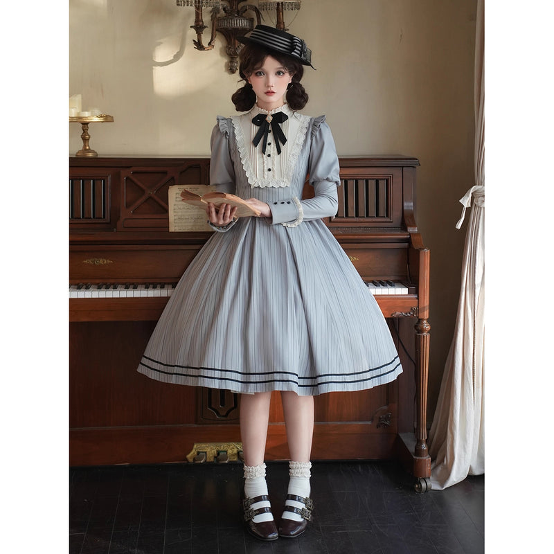 霧の都のお嬢様のクラシカルワンピース - Light Gray[2025年10月上旬-10月下旬発送予定]